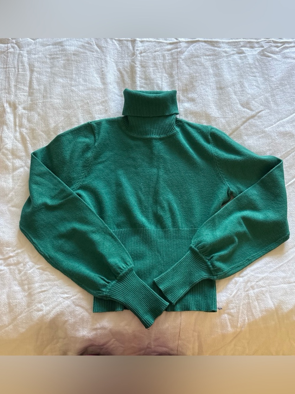 Green knit cropped turtle neck
